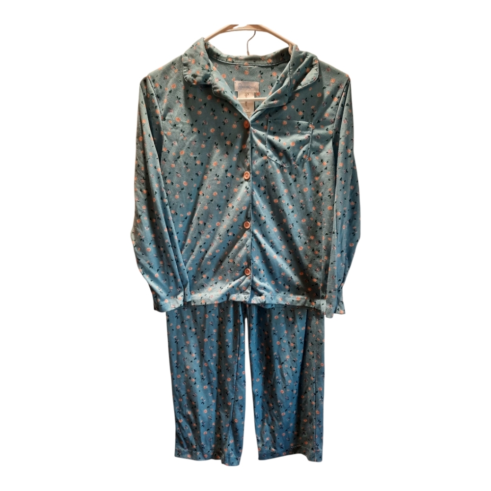 Pajamagram Pajamas Girls 12 Blue Floral Comfy Loungewear Casual